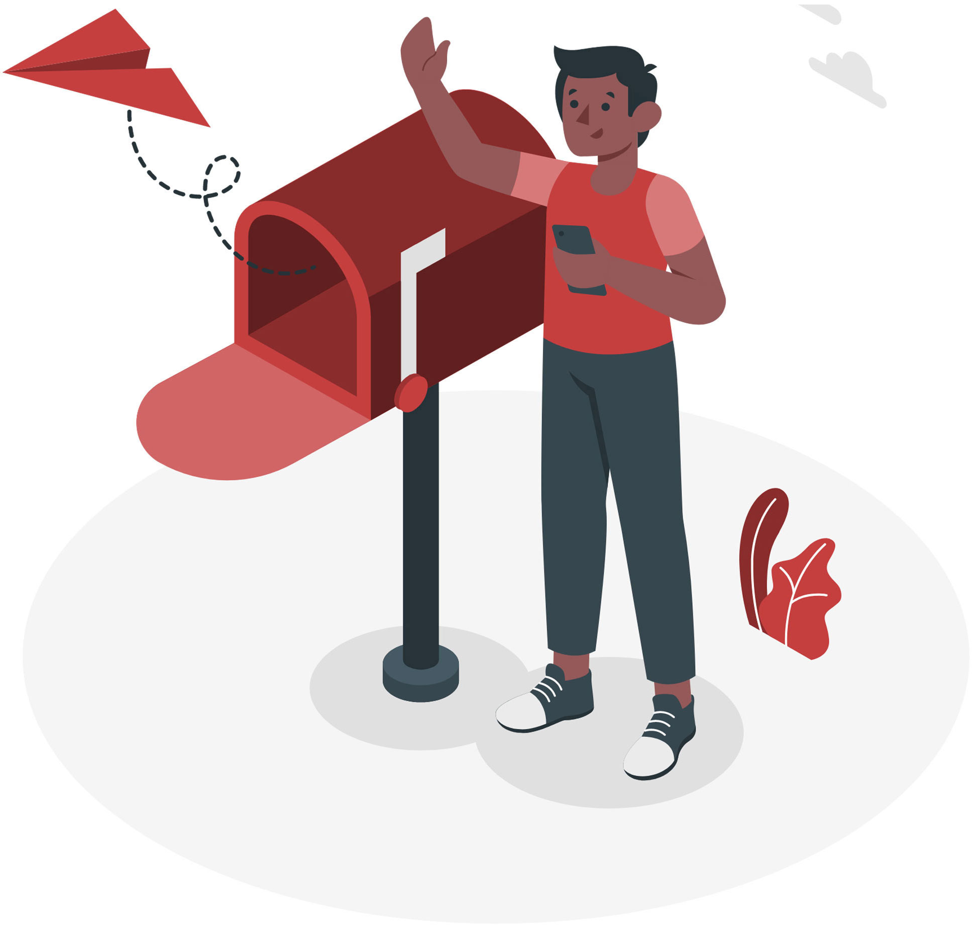 Illustration of man waving for mail.